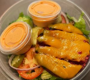 Bubb's Burger Salad with the Beet patty at Bubbie's - Plant Burgers at Plant Food Lab in Washington
