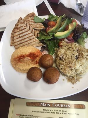 What you actually get (Mediterranean sampler) they did fix the fact we didn’t get the tahini or eggplant salad, but only gave us a small container of each. Was good anyway.Not4$1 at Healthy Garden and Gourmet Pizza in Voorhees