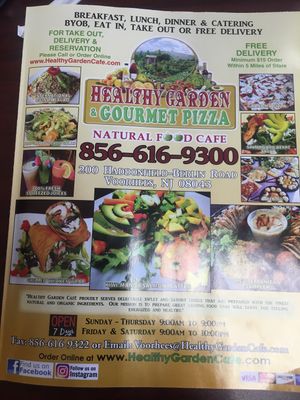 Menu at Healthy Garden and Gourmet Pizza in Voorhees