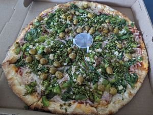 The Soy Greenhouse Pizza!! So good at Beach Bella Pizza II in Virginia Beach