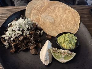 Mushroom and corn truffle tacos - meh at Mongrel in Milton