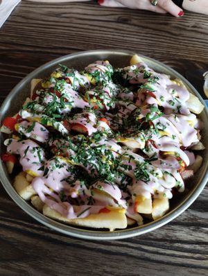 Vegan Salchipapas at Mongrel in Milton