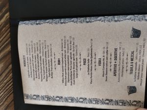 Drink menu at Mongrel in Milton