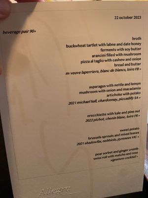   at Allegra Dining Room in Adelaide