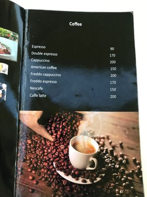 Menu drinks at Onhezmi in Sarande