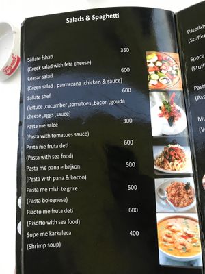 menu at Onhezmi in Sarande