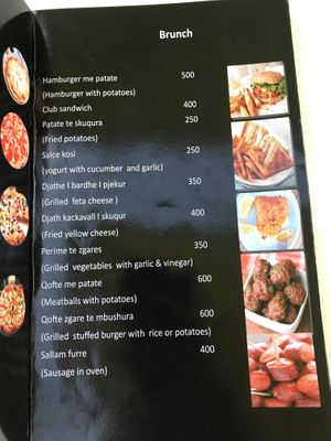 Menu at Onhezmi in Sarande