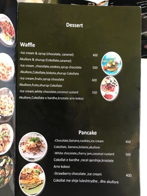 Menu page at Onhezmi in Sarande