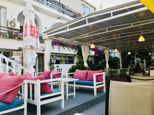 Seating at Onhezmi in Sarande