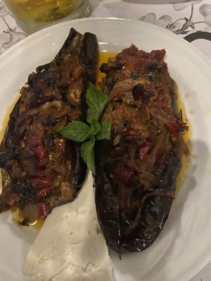 Stuffed eggplant  at Onhezmi in Sarande