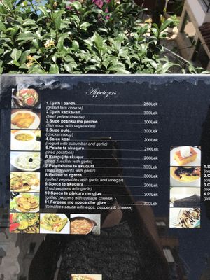 Menu at Onhezmi in Sarande