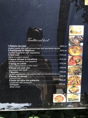 Menu at Onhezmi in Sarande