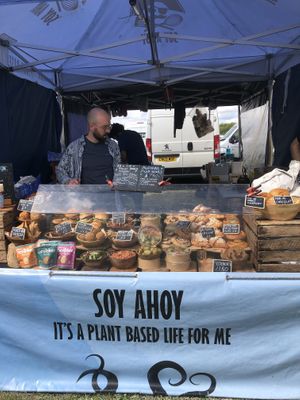 The stall with all the great food on display.  at Soy Ahoy in Bristol