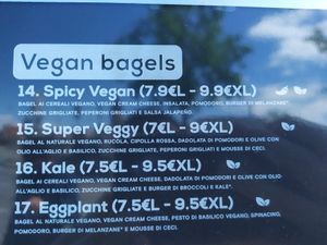 Vegan options at Bagel Road in Verona