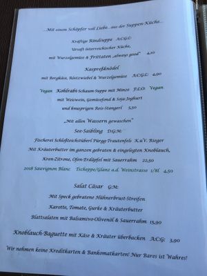 Speisekarte  at Nanu in Bad Mitterndorf
