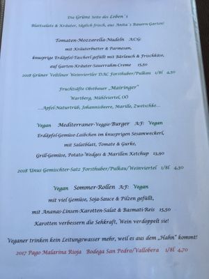 Speisekarte  at Nanu in Bad Mitterndorf
