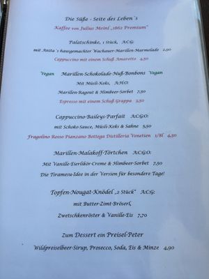 Speisekarte  at Nanu in Bad Mitterndorf