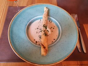 Eierschwammerl-Schaumsuppe at Nanu in Bad Mitterndorf