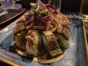 Sushi with impossible meat, amazing!  at Harney Oceanside in Oceanside