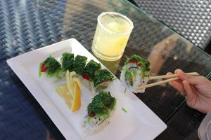 Sea Monster Roll
avocado | green bean | cucumber | top w/ red bell pepper | seaweed salad at Harney Oceanside in Oceanside