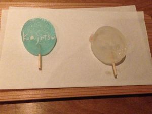 Sugar candy accompaniment to matcha at Kajitsu in New York City