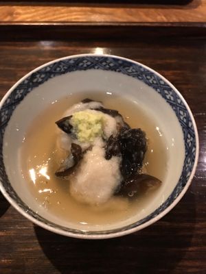 Grated daikon with wood-ear mushroom and wasabi at Kajitsu in New York City