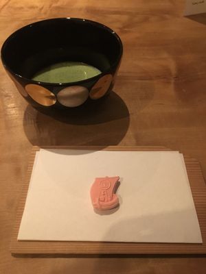 New Year cookies and matcha  at Kajitsu in New York City