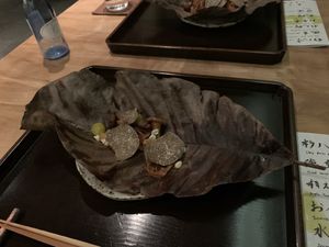 Mushrooms, ginkgo nuts, ... at Kajitsu in New York City