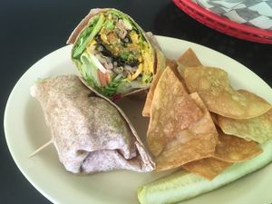 Vegan wrap with mustard  at Cyber Cafe West in Binghamton