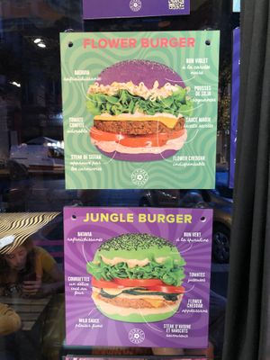 Some of the burger options at Flower Burger in Marseille