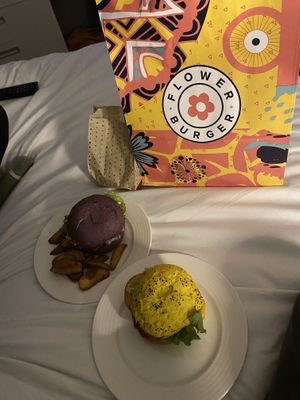 Flower burger and funky chickpea (Deliveroo)  at Flower Burger in Marseille