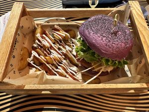 Flower Burger with Patatas Buenas  at Flower Burger in Marseille