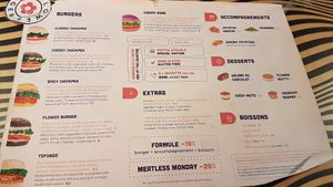 Menu (excluding limited édition burgers) at Flower Burger in Marseille