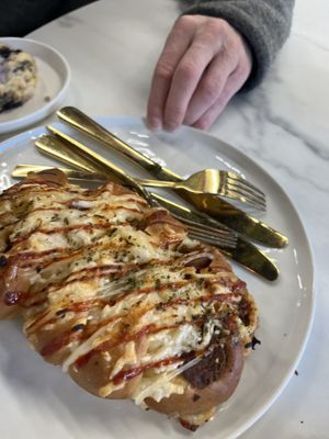 Korean style sausage bread - super good   at Canela in Calgary