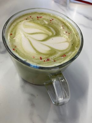 Peppermint matcha at Canela in Calgary