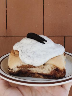 Our seasonal Oreo cinnamon roll  at Canela in Calgary