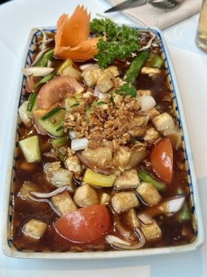 Phad priewaan, sweet and sour veggies with tofu  at Thong Thai in Wemeldinge