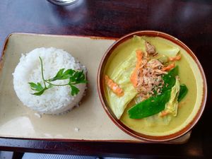 VG yellow curry w rice at Koh Thai in Winchester