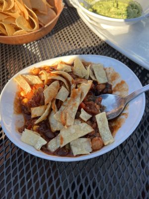 Veggie chille w/o cheese to make it vegan    at Azul-Latin Kitchen in South Lake Tahoe