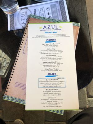 Ask for the “Dairy Free Menu” to get started. Vegetarian options are labeled on the full menu. at Azul-Latin Kitchen in South Lake Tahoe