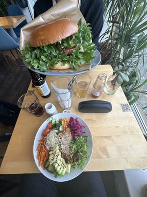 Loads of greens in the burger   at Rohe in Tallinn