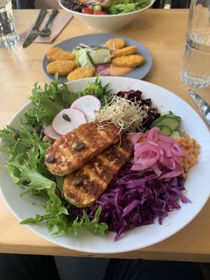 Bowl with Tempeh and buckwheat seeds as base.  at Rohe in Tallinn