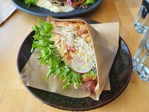 Smoked "sausage" croissant at Rohe in Tallinn