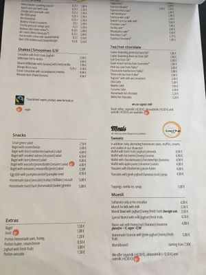 Menu at Corns n'Pops in Vienna