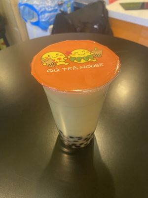 Oat milk boba green tea, honeydew  at QQ Tea House in Honolulu