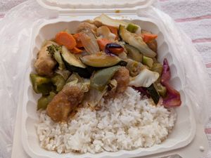 Orange chikn at QQ Tea House in Honolulu