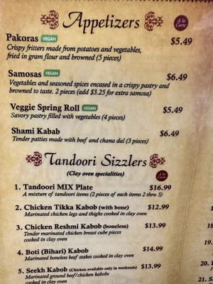 Appetizer Menu  at Al-Noor in Lawndale