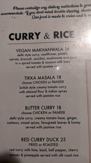 Menu at Teton Tiger in Jackson