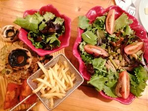 Veggie burger, salted vegetables at Balcao 47 in Evora