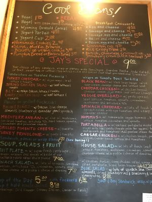Menu close up at Cool Beans Coffee Co in Columbia